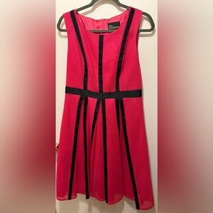 Diana Pink & Black Fit & Flare Dress Size 8